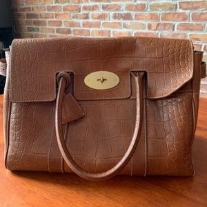 Mulberry Croc Embossed Leather Bayswater Satchel